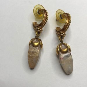 Vintage gold stone marble earrings